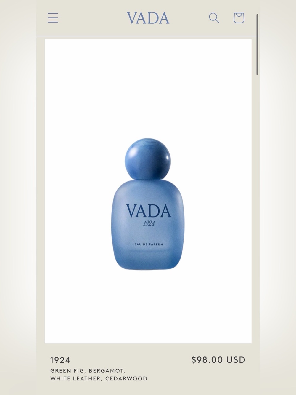 VADA 1924 Eau de Parfum — Blue Bottle